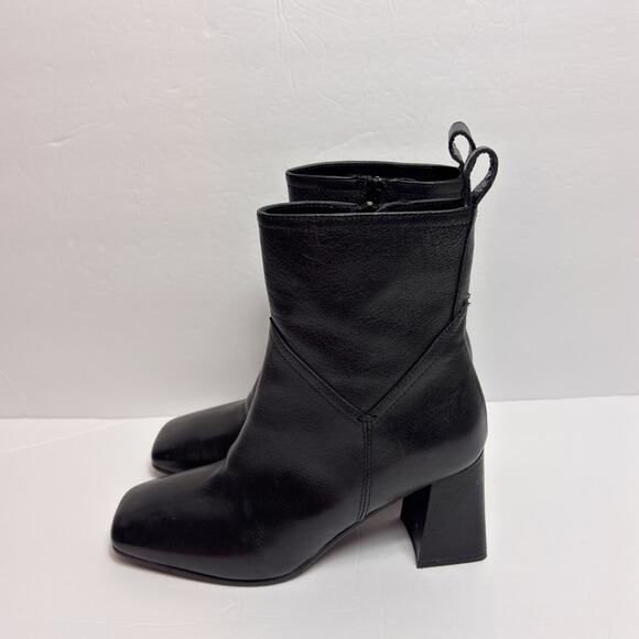 DAVOS GOMMA BLACK LEATHER HEEL WOMEN BOOTS SIZE 37 MADE IN ITALY - Picture 5 of 8